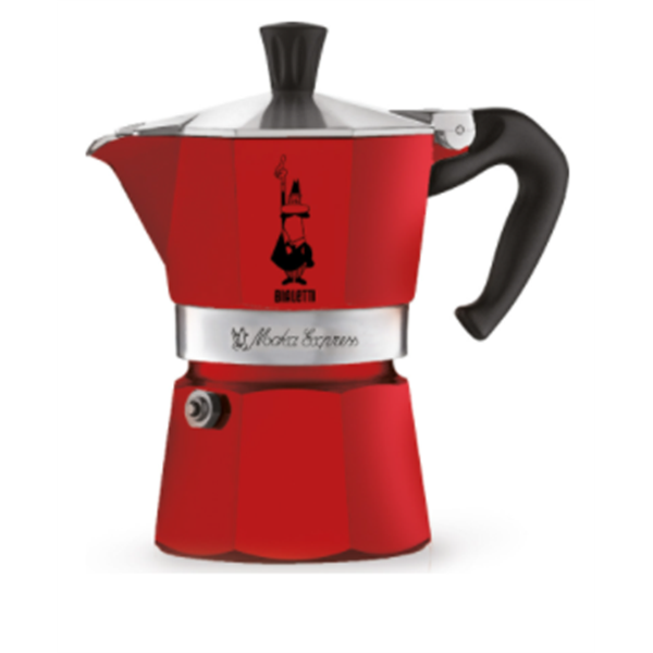Bialetti Moka Express Color Rot Aluminium-Espressokocher für 6 Tassen