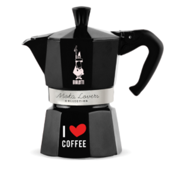 Bialetti Moka Lovers Espressokocher I love coffee für 6 Tassen schwarz