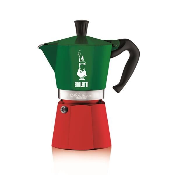 Bialetti Moka Express Tricolore Italia Aluminium-Espressokocher für 6 Tassen