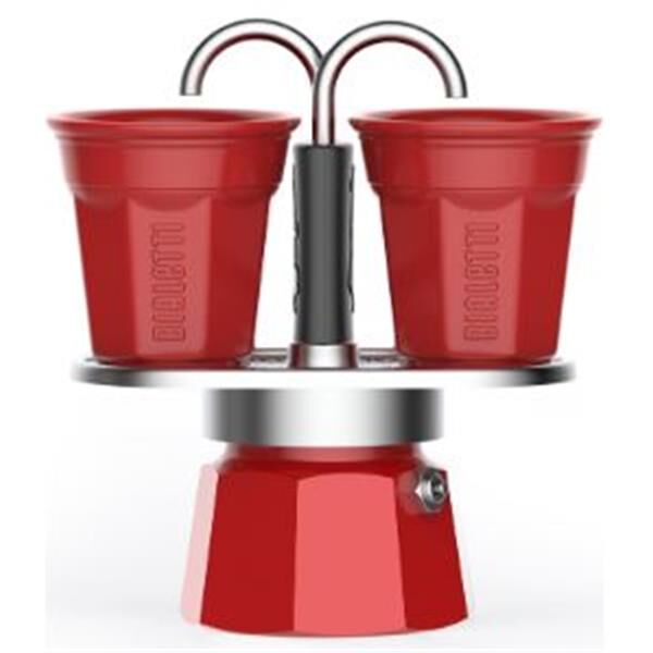 Bialetti Set Mini Express rot - Aluminium-Espressokocher mit 2 Espressobechern