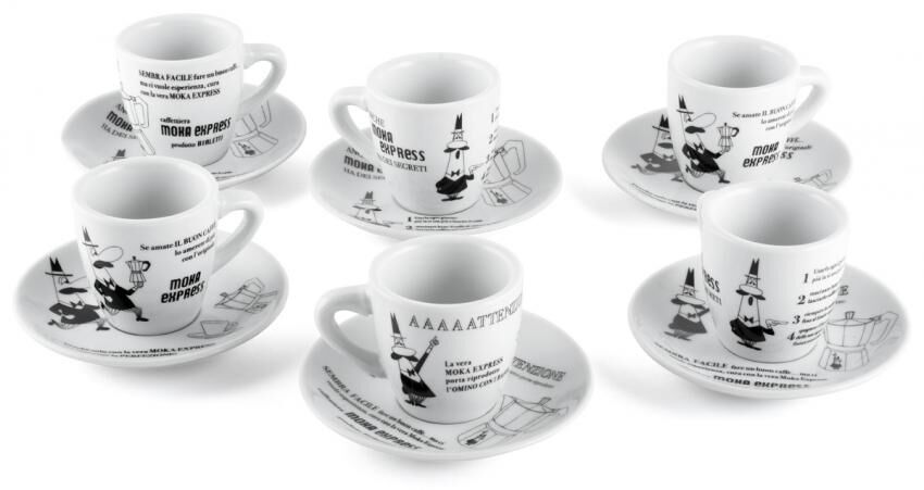 Bialetti Set 6 Espressotassen mit Untertassen Carosello günstig auf   kaufen